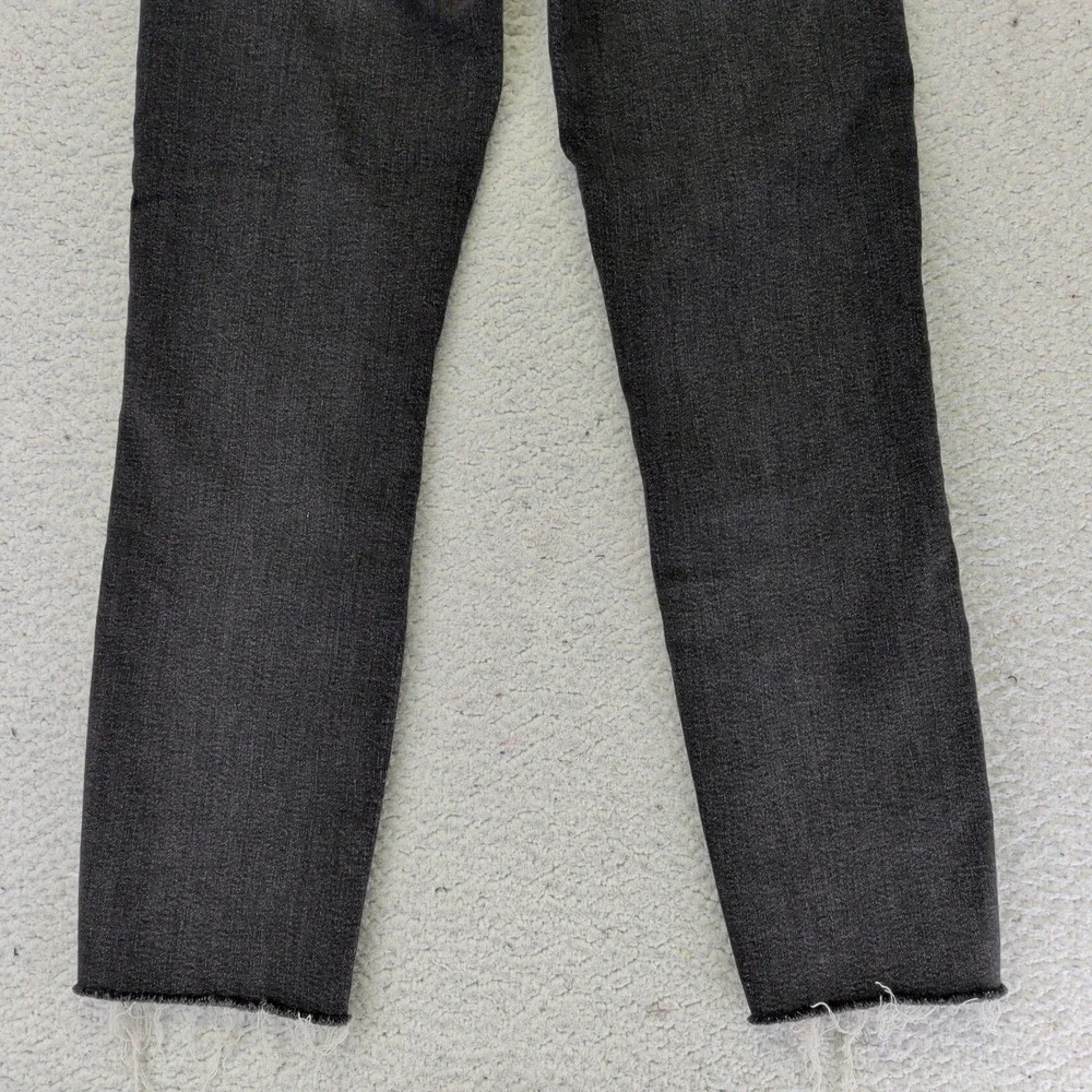 Edwin Bree Slim Straight Jeans Womens 25‎ Ash Black Faded Raw Hem Made in USA